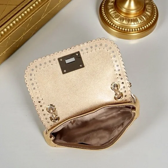 New! Michael Kors Violet Vivian Metallic Gold / Natural Two Way Bag (NWOT) - Picture 5 of 6